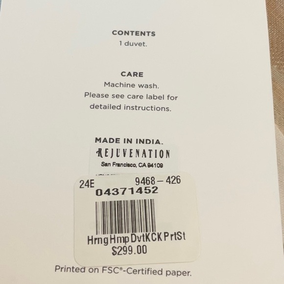 NWT REJUVENATION Herringbone Stripe Hemp King Duvet & 2 King Shams - Picture 6 of 8